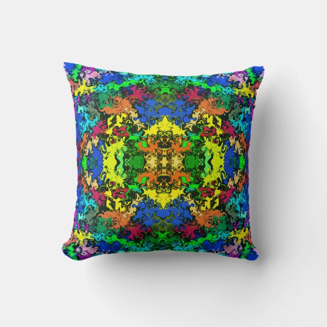 Abstract Colourful Twirls / Mirror / Greenleaf / Cushion (Front)