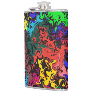Abstract Colourful Twirly /  Hip Flask