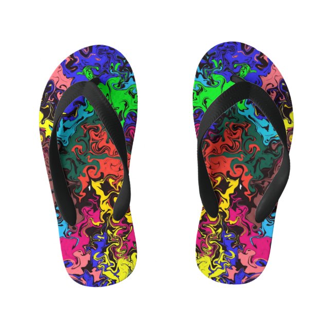 Abstract Colourful Twirly / Kid's Jandals (Footbed)