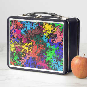 Abstract Colourful Twirly /  Metal Lunch Box