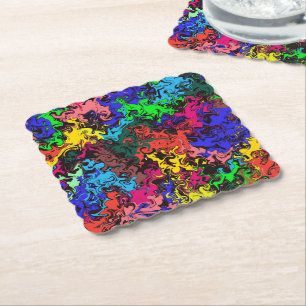 Abstract Colourful Twirly /  Paper Coaster