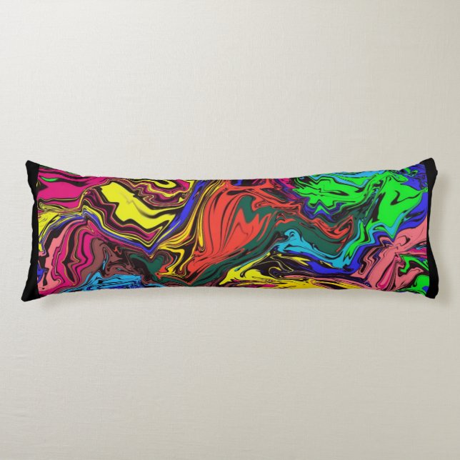 Abstract Colourful Twirly / Pushed / Body Cushion (Front)