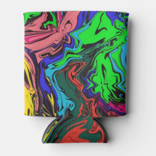Abstract Colourful Twirly / Pushed / Can Cooler