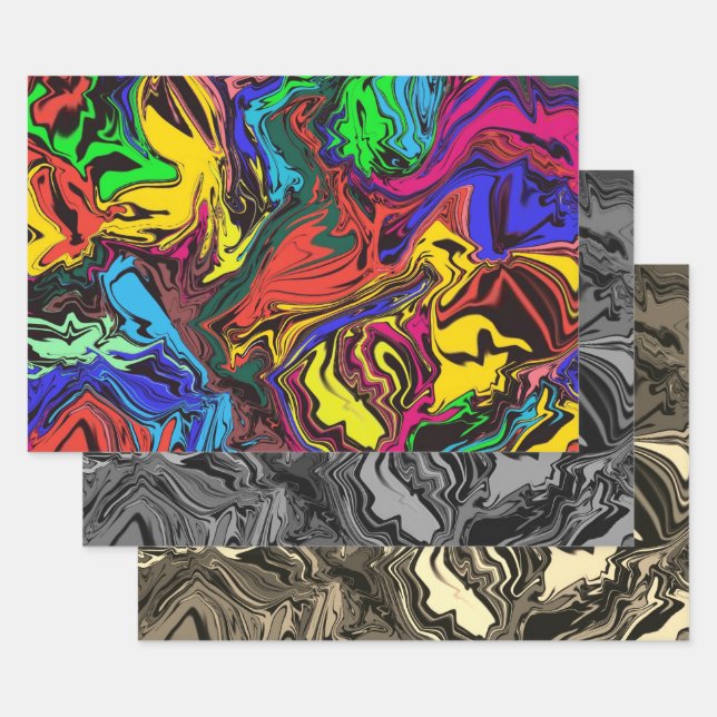 Abstract Colourful Twirly / Pushed / Filters Wrapping Paper Sheet (Set)