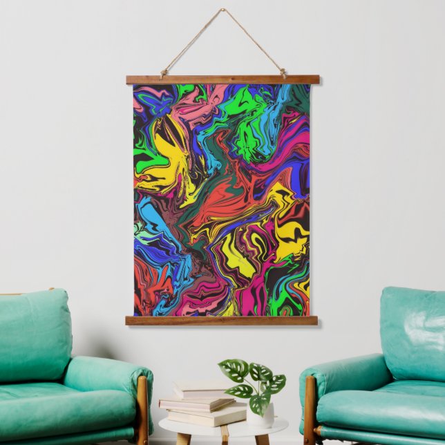 Abstract Colourful Twirly / Pushed /  Hanging Tapestry (Living Room)