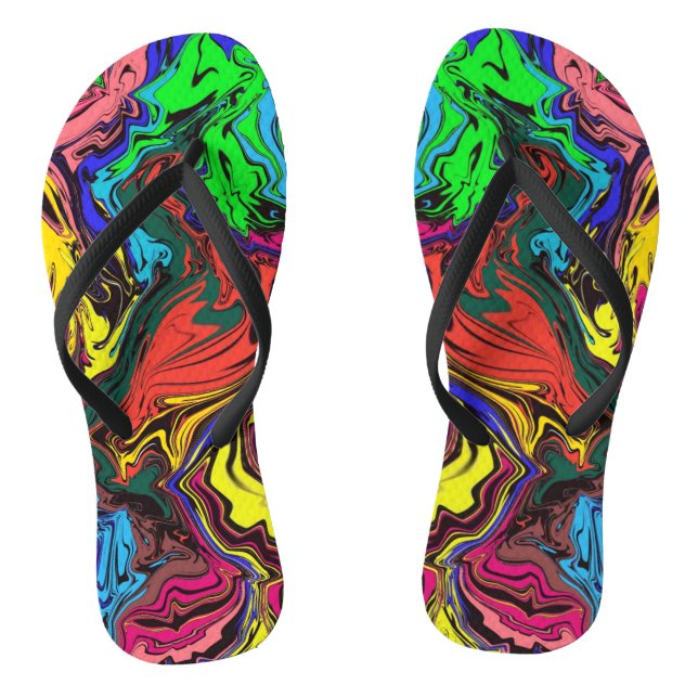 Abstract Colourful Twirly / Pushed / Jandals (Footbed)