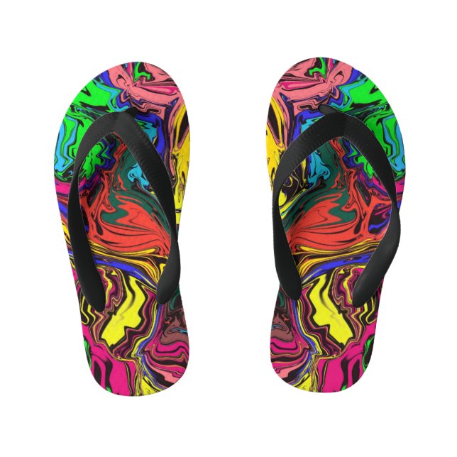 Abstract Colourful Twirly / Pushed / Kid's Jandals (Footbed)