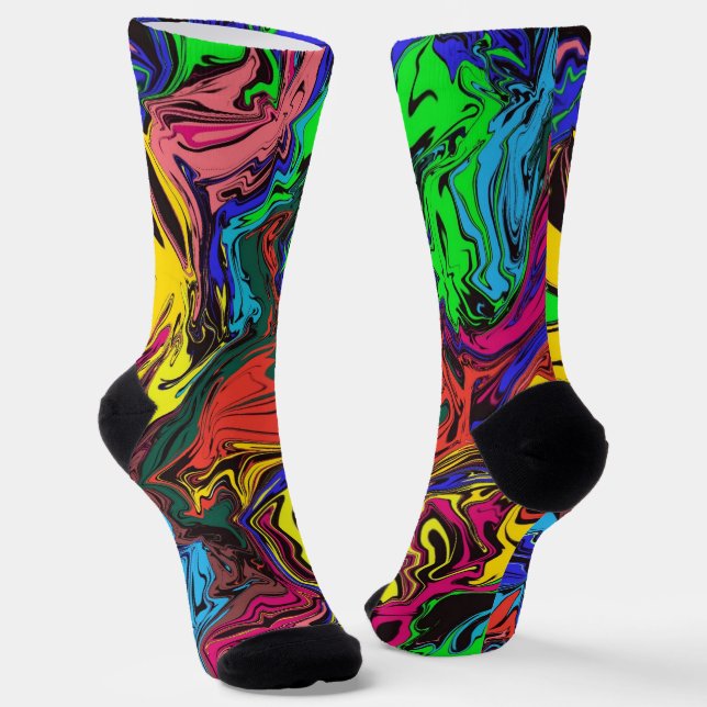 Abstract Colourful Twirly / Pushed / Socks (Angled)