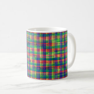 Abstract Colourful Watercolor Plaid Pattern Coffee Mug