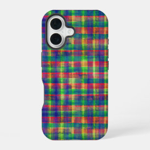 Abstract Colourful Watercolor Plaid Pattern iPhone 16 Case