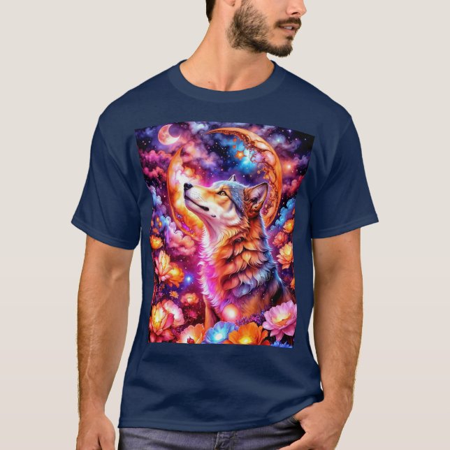 Abstract Colourful Wolf T-Shirt (Front)