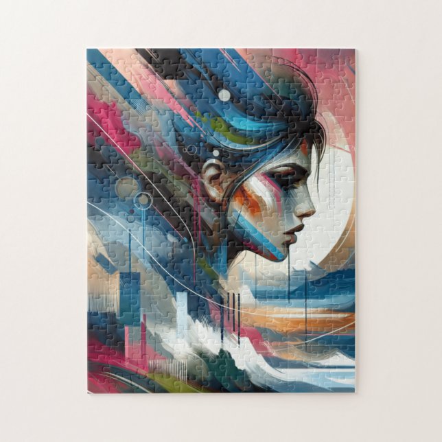 Abstract colourful woman's face  jigsaw puzzle (Vertical)