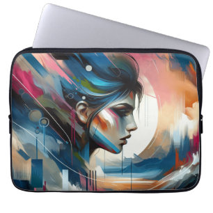 Abstract colourful woman's face wall decor poster laptop sleeve