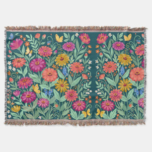 Abstract Colourful Zinnias Butterflies Blankets