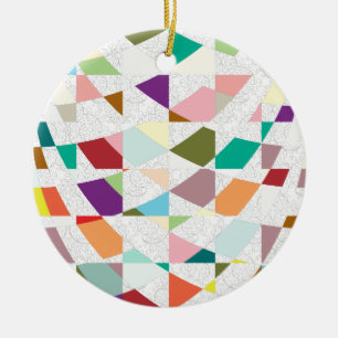 Abstract Colours Damask Ceramic Tree Decoration
