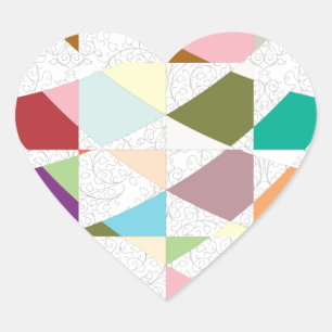 Abstract Colours Damask Heart Sticker