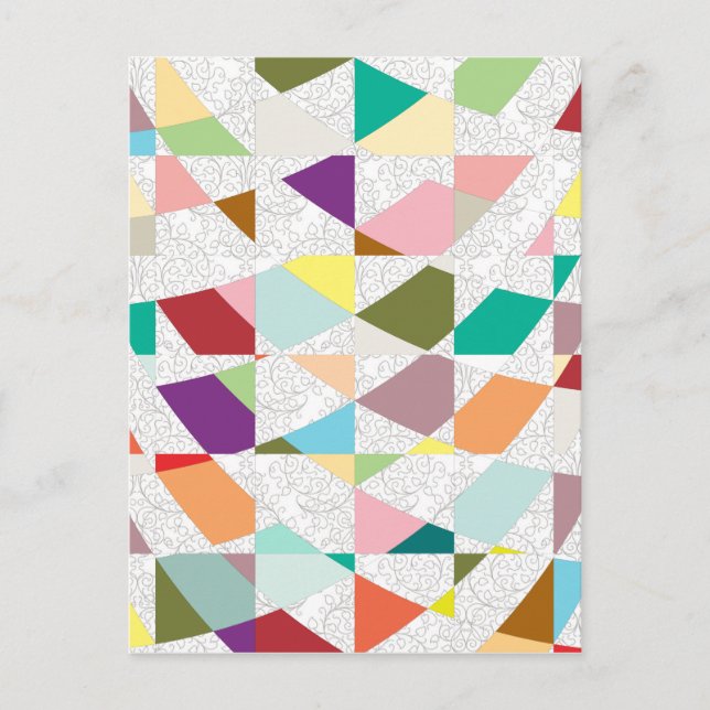 Abstract Colours Damask Postcard (Front)