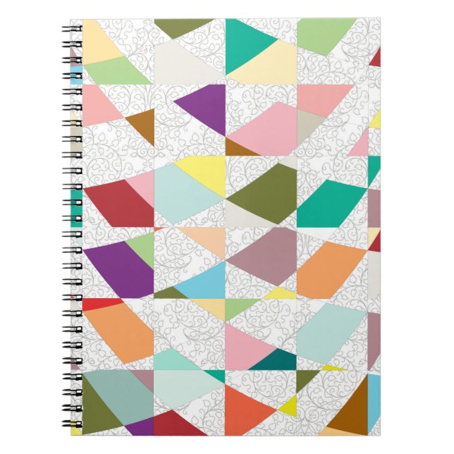 Abstract Colours Damask Spiral Notebook (Front)