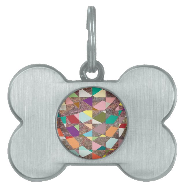 Abstract Colours Glitter Pet Name Tag (Front)