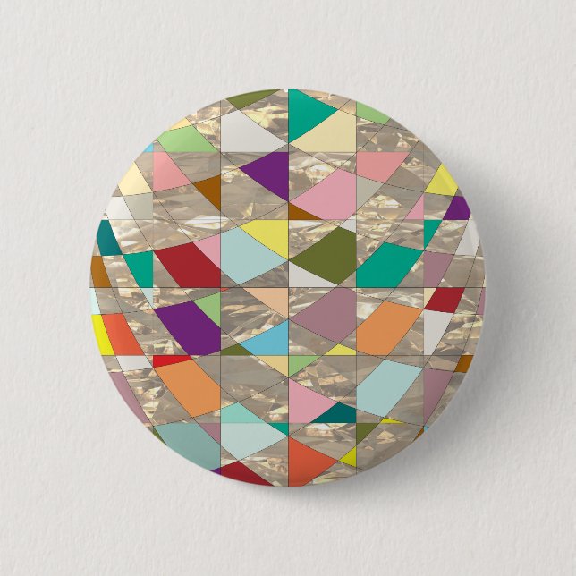 Abstract Colours Gold 6 Cm Round Badge (Front)