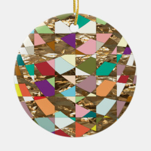 Abstract Colours Gold Foil Ceramic Tree Decoration