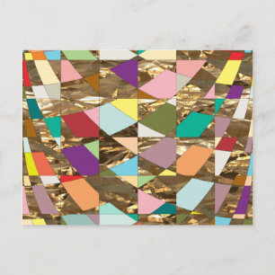 Abstract Colours Gold Foil Postcard