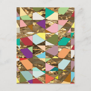 Abstract Colours Gold Foil Postcard