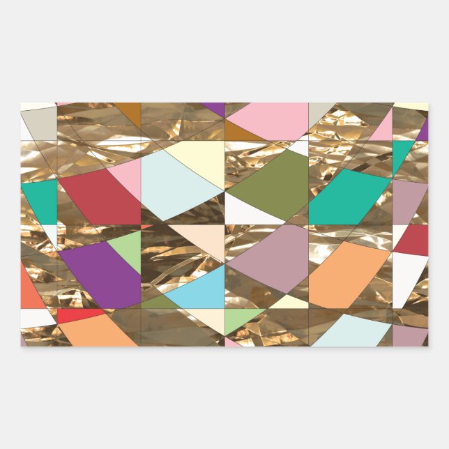 Abstract Colours Gold Foil Rectangular Sticker (Front)