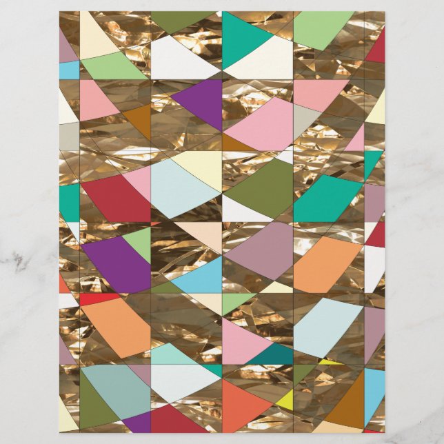 Abstract Colours Gold Foil Scrapbook Paper (Front)