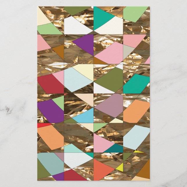 Abstract Colours Gold Foil Stationery (Front)