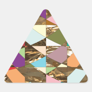 Abstract Colours Gold Foil Triangle Sticker