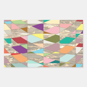 Abstract Colours Gold Rectangular Sticker