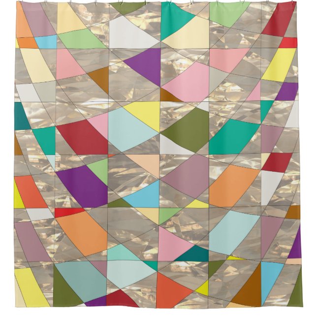 Abstract Colours Gold Shower Curtain (Front)