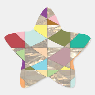 Abstract Colours Gold Star Sticker