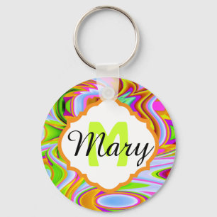 Abstract Colours Monogram Keychain