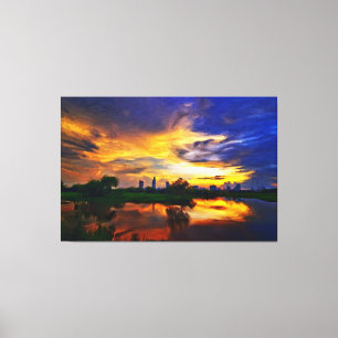 Abstract Colours Painting Saigon Sunset Canvas P Print