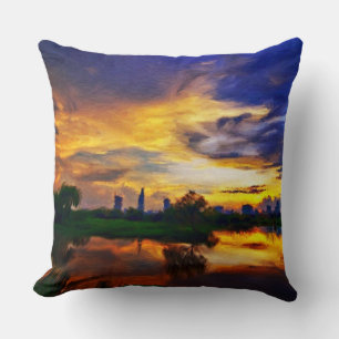 Abstract Colours Painting   Saigon Sunset Cushion