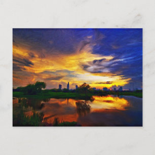 Abstract Colours Painting   Saigon Sunset Postcard