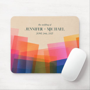 Abstract colours pink purple navy Wedding Mouse Pad