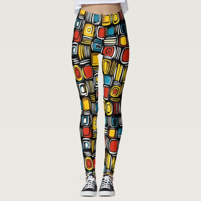 Abstract Colours Psychedelic Leggings (Front)