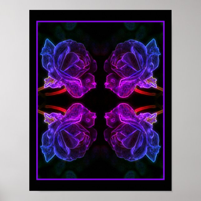 Abstract Colours Rose Fantasy Flower Poster (Front)