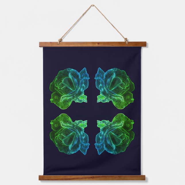 Abstract Colours Rose Flower Green Hanging Tapestry (Front)