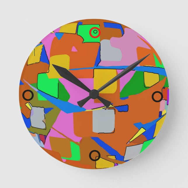 Abstract Colours Round Clock (Front)