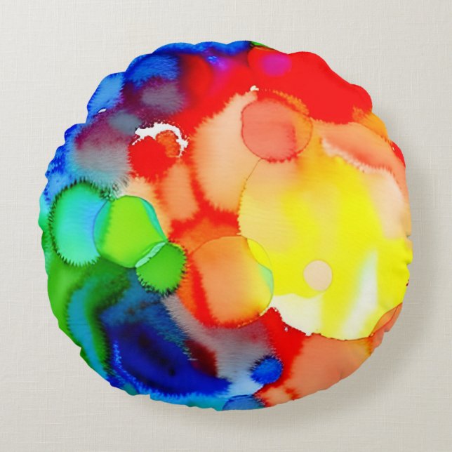 Abstract Colours Round Cushion (Front)