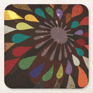 Abstract Colours Square Paper Coaster
