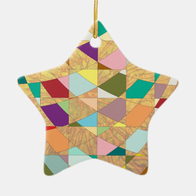 Abstract Colours Sun Burst Ceramic Tree Decoration (Front)