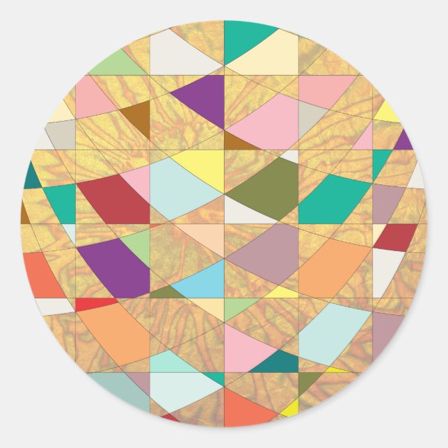 Abstract Colours Sun Burst Classic Round Sticker (Front)