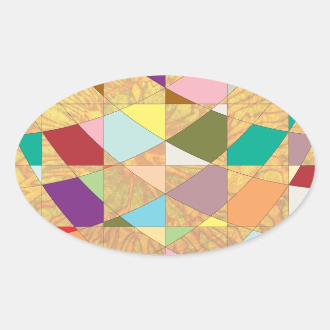Abstract Colours Sun Burst Oval Sticker (Front)