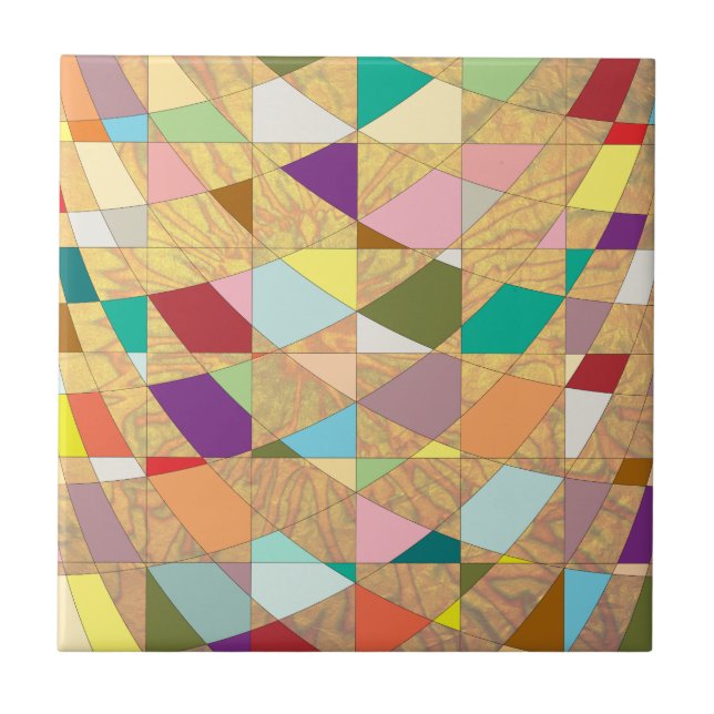 Abstract Colours Sun Burst Tile (Front)