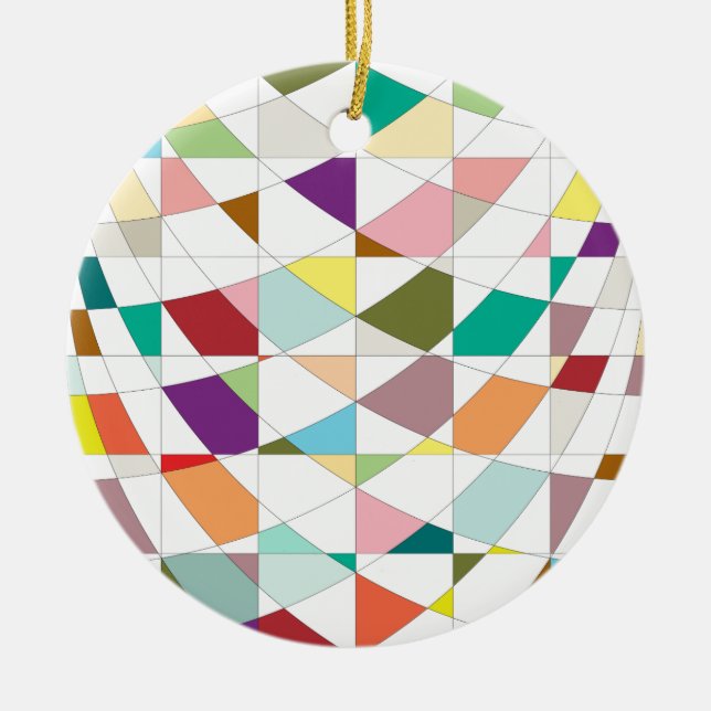 Abstract Colours Tapestry Ceramic Tree Decoration (Front)
